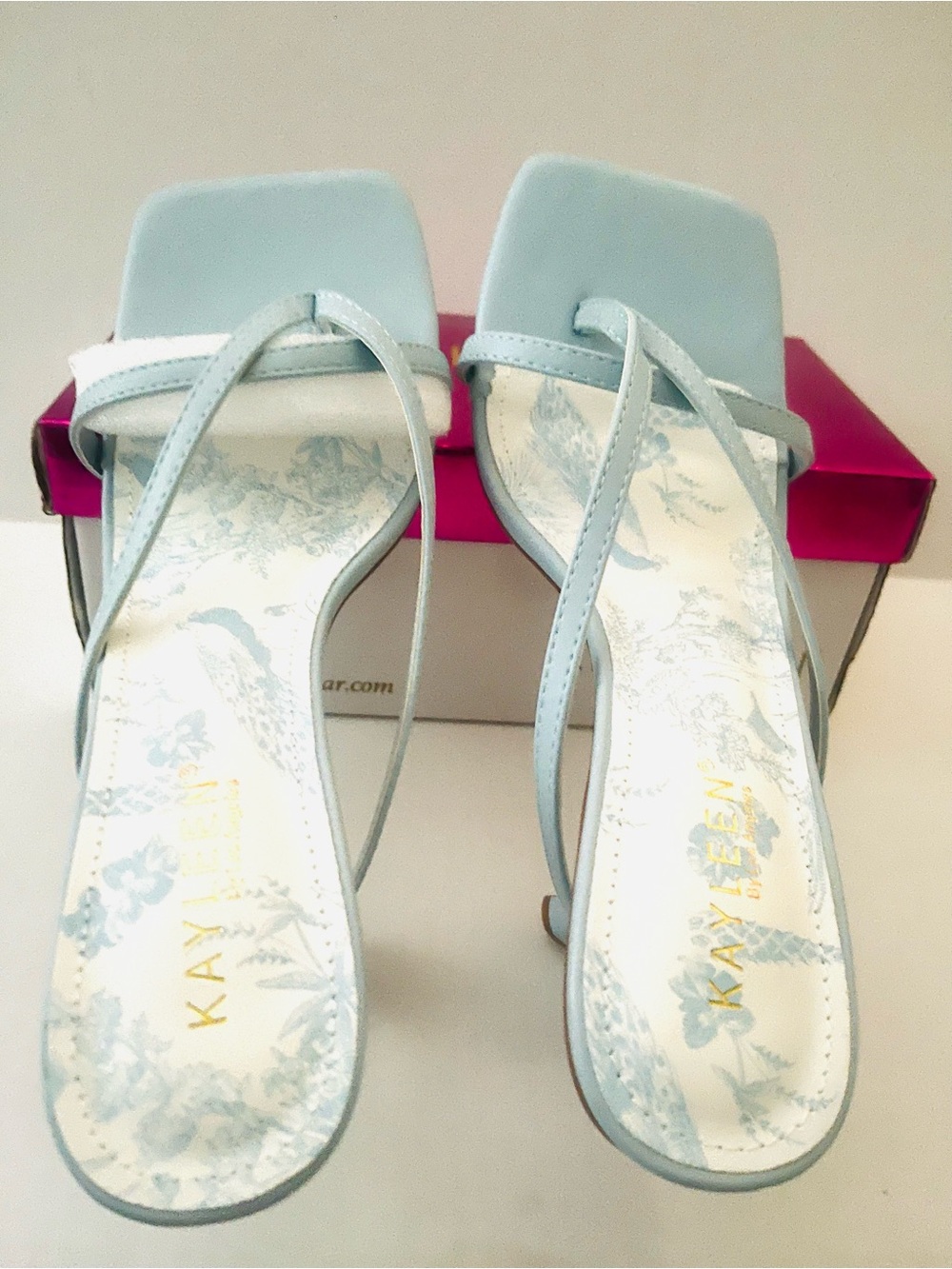 Kayleen by Los Angeles Light Blue Strappy Kitten Heel Sandals - Picture 2 of 5